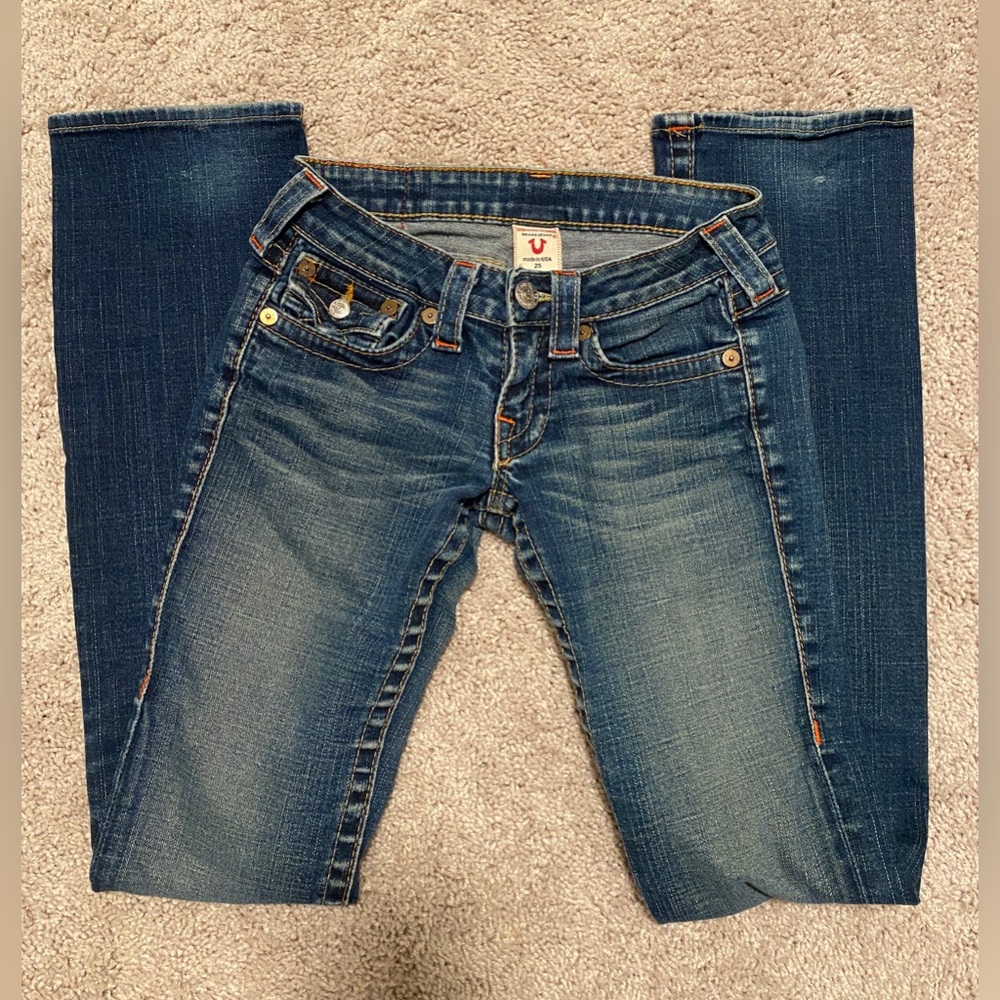 True Religion Dark Blue Straight Leg Jeans Size 25